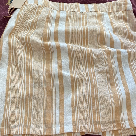 LOTTIE MOSS PACSUN Tan White Striped Button Front Mini Skirt Lined NWT M… - Picture 9 of 12